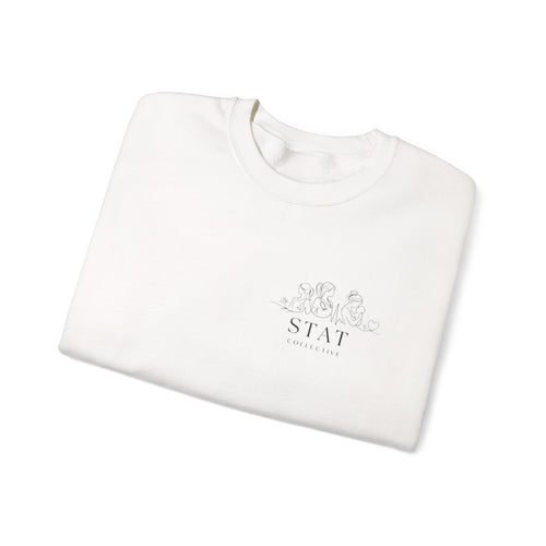 Crewneck Sweatshirt — Minimal Floral 'Stay' Design, Women's Casual Cozy Pullover